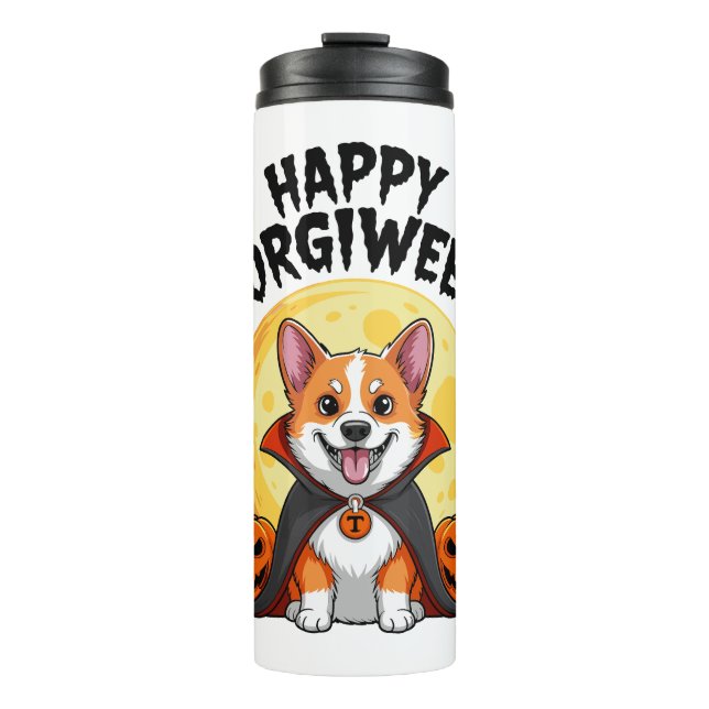 Halloween Corgiween, Spooky Corgi Dog Thermosbecher (Vorderseite)