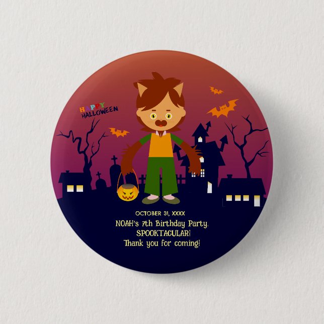 Halloween Costume Boy Geburtstagsparty Button (Vorderseite)