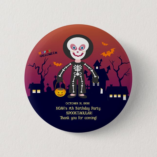 Halloween Costume Boy Geburtstagsparty Button (Vorderseite)