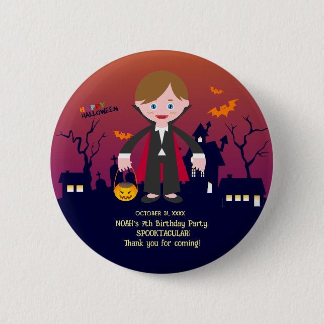 Halloween Costume Boy Geburtstagsparty Button (Vorderseite)