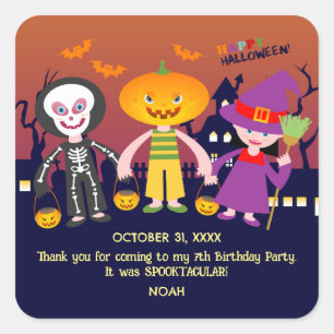 Halloween Costume Boy Geburtstagsparty Quadratischer Aufkleber
