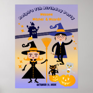 Halloween Costume Boy Wizard Geburtstagsparty Poster