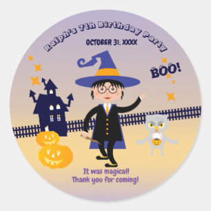 Halloween Costume Boy Wizard Geburtstagsparty Runder Aufkleber