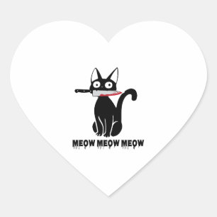 Halloween Costume Cat Funny Ch Ch Ch Meow Sca Herz-Aufkleber