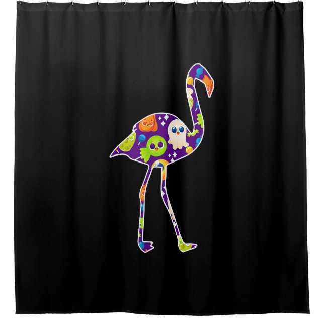 Halloween Costume Flamingo Ghost Candy Geschenk Duschvorhang (Vorderseite)