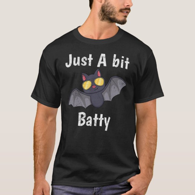 Halloween Costume for Kids JUST A BIT BATTY Girl B T-Shirt (Vorderseite)