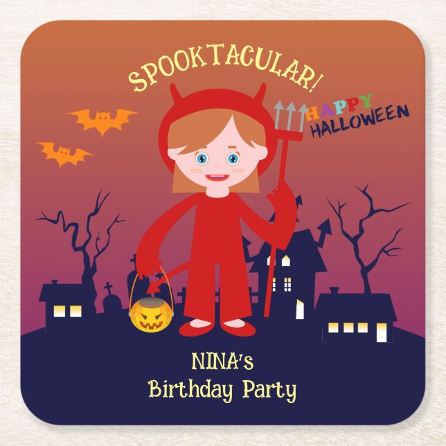 Halloween Costume Girl Geburtstagsparty Rechteckiger Pappuntersetzer (Vorderseite)