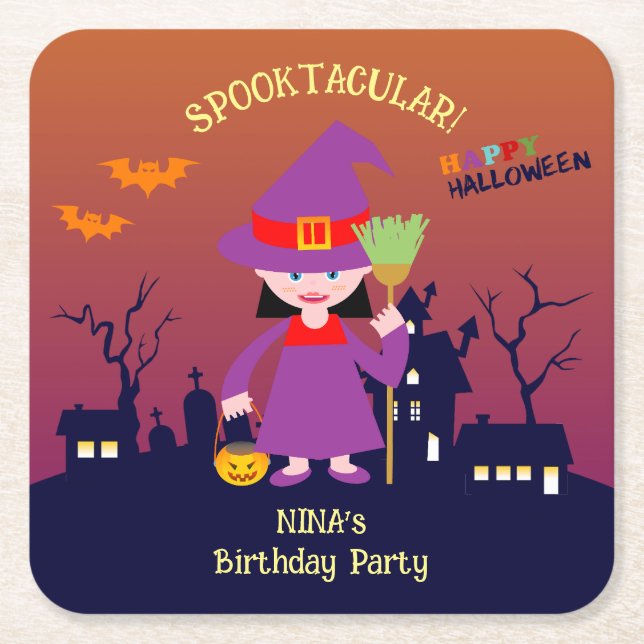 Halloween Costume Girl Geburtstagsparty Rechteckiger Pappuntersetzer (Vorderseite)