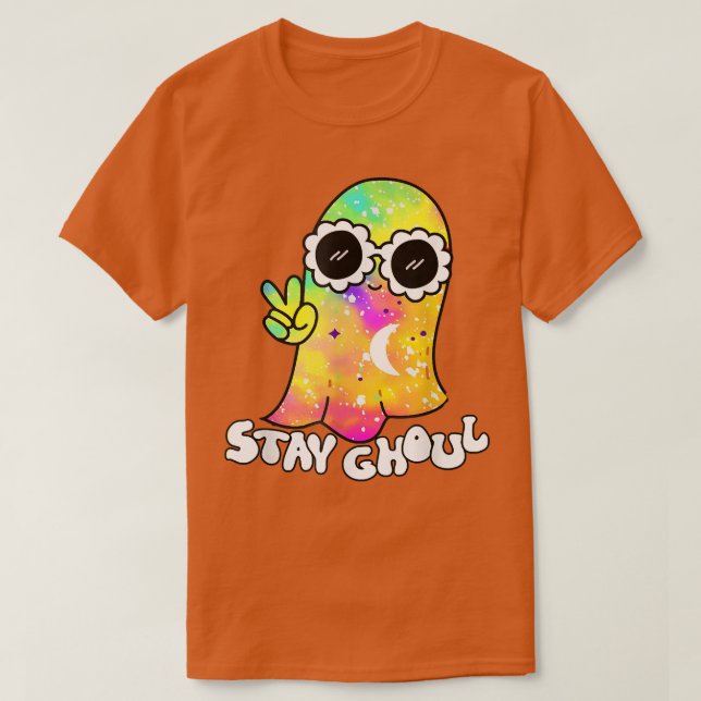 Halloween Costume Groovy Ghost Bleibe Ghoul Gefärb T-Shirt (Design vorne)