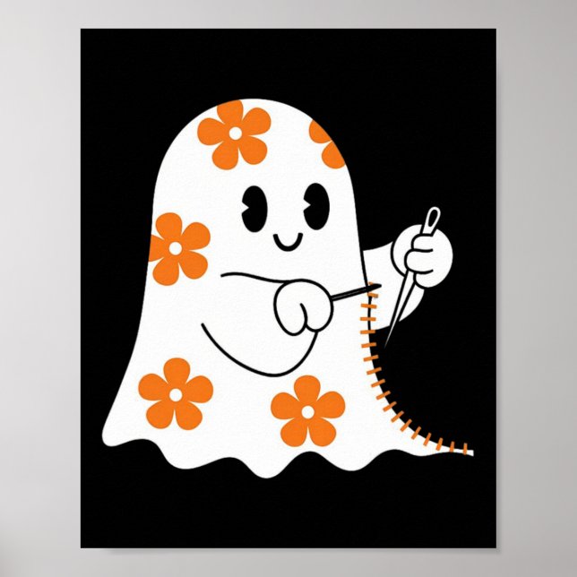 Halloween Costume Nähen Ghost Boo Funny Nähen Lo Poster (Vorne)