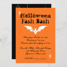 Halloween Costume Party Bats Spiders Orange Black Einladung