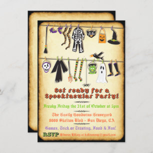 Halloween Costume Party Clothesline Einladung