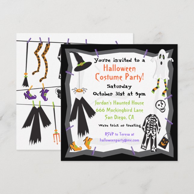 Halloween Costume Party Einladung (Vorne/Hinten)