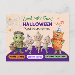Halloween Costume Party Monsters lustiger Tanz Postkarte