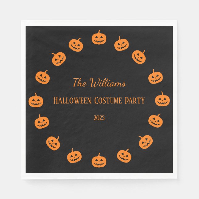 Halloween Costume Party Orange Pumpkins Paper Serviette (Vorderseite)