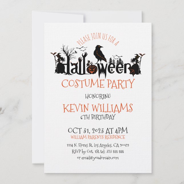 Halloween Costume Party SpookyHalloween Typografie Einladung (Vorderseite)