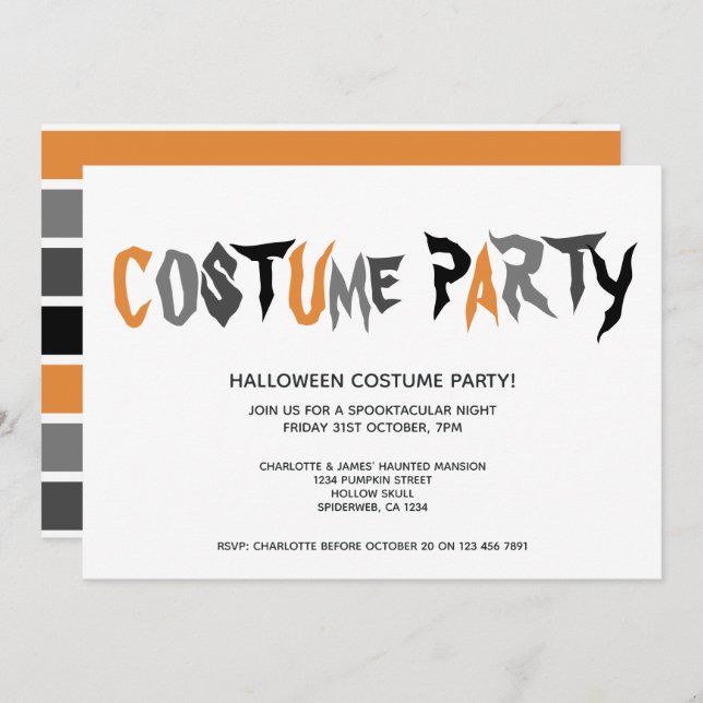 Halloween Costume Party Strickmuster Einladung (Vorne/Hinten)