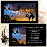 Halloween Costume Party Ticket Business Card Begleitkarte<br><div class="desc">Halloween Visitenkarte mit einer niedlichen Abbildung einer Katze,  einer Hexe und Eule in einem Baum unter Vollmond. Diese Visitenkarte kann als Ticket für ein Halloween-Party oder eine Einladung für ein Party sowie für andere Halloween-Zwecke verwendet werden.</div>