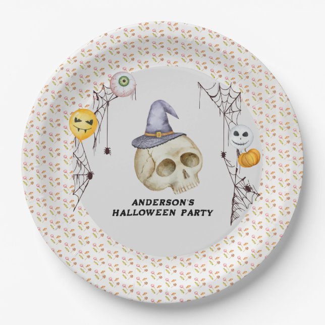 Halloween Costume Party Wasserfarbe Pappteller (Vorderseite)