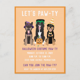 Halloween Costume Pawty Hunde Einladungspostkarte