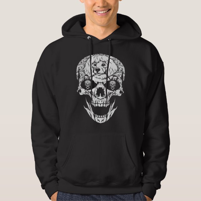 Halloween Costume Skull Poodle Dog Hoodie (Vorderseite)