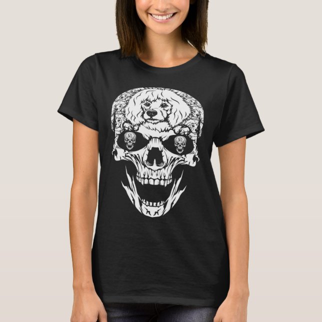 Halloween Costume Skull Poodle Dog T-Shirt (Vorderseite)