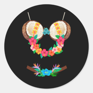 Halloween Costume Tropische Kokosnuss Bra Blume Le Runder Aufkleber