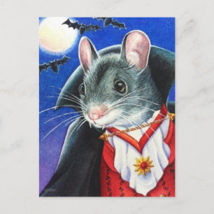 Halloween Costume Vampire Maus Wasserfarben Kunst Postkarte