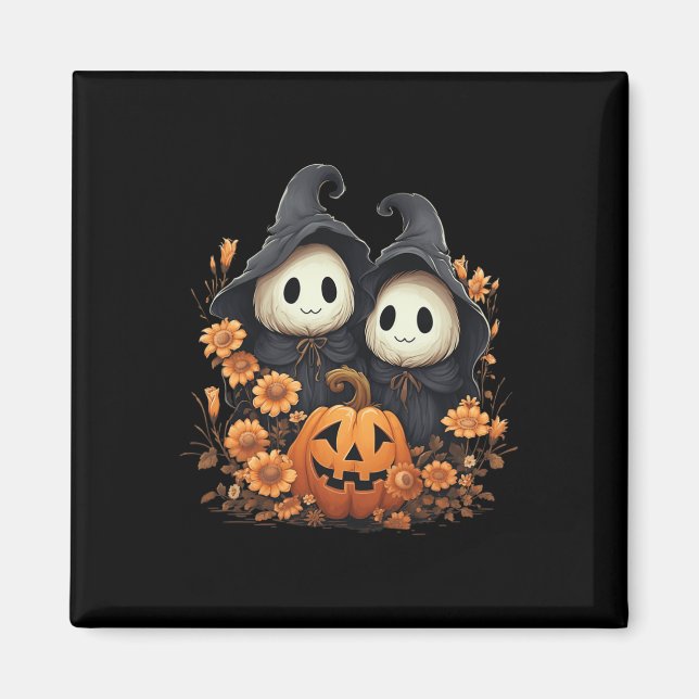Halloween Costume Vintager Blumenghost Pumpkin Spa Magnet (Vorne)