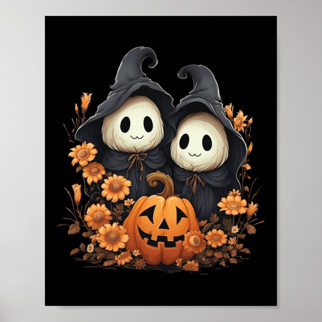 Halloween Costume Vintager Blumenghost Pumpkin Spa Poster (Vorne)