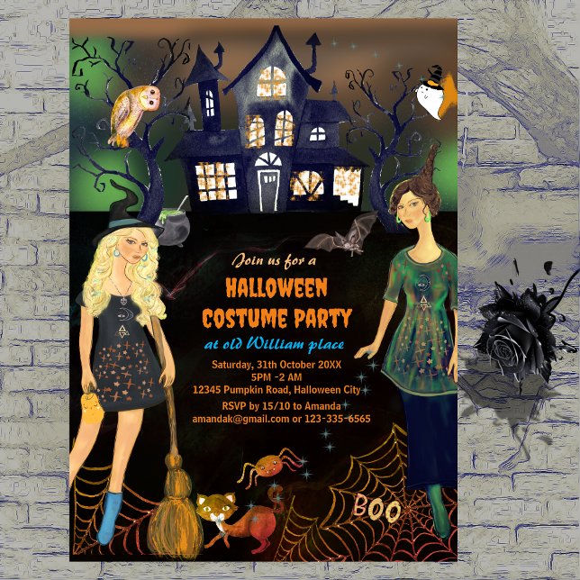 HALLOWEEN COSTUME WITCHES PARTY EINLADUNG (Zazzle Adult HALLOWEEN COSTUME PARTY Invitation )