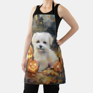 Halloween Coton De Tulear mit Kürbissen Gruselig Schürze
