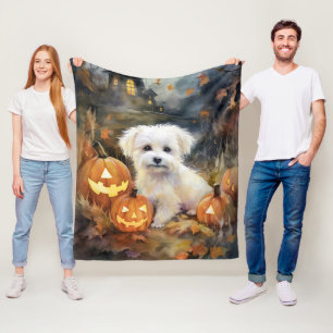 Halloween Coton De Tulear mit Pumpkins Beängstigen Fleecedecke