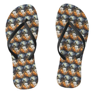 Halloween Coton De Tulear mit Pumpkins Beängstigen Flip Flops
