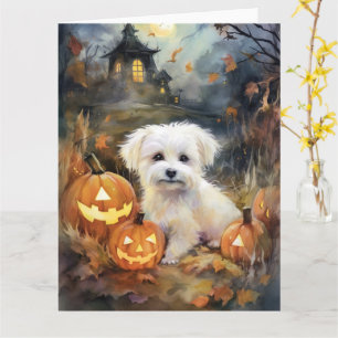 Halloween Coton De Tulear mit Pumpkins Beängstigen Karte