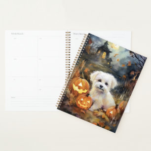 Halloween Coton De Tulear mit Pumpkins Beängstigen Planer