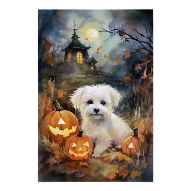 Halloween Coton De Tulear mit Pumpkins Beängstigen Poster (Vorderseite)