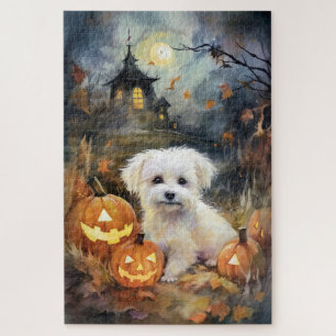 Halloween Coton De Tulear mit Pumpkins Beängstigen Puzzle