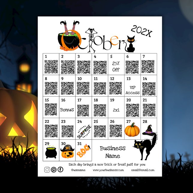 Halloween Countdown Advent Kalender Business-Angeb Flyer (Halloween Countdown Advent Calendar Business Promo Flyer)