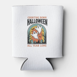 Halloween-Countdown-Shirt Vintage-Friedhofs-Grafik Dosenkühler