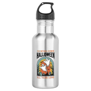 Halloween-Countdown-Shirt Vintage-Friedhofs-Grafik Edelstahlflasche