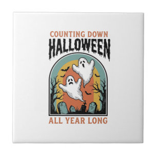 Halloween-Countdown-Shirt Vintage-Friedhofs-Grafik Fliese