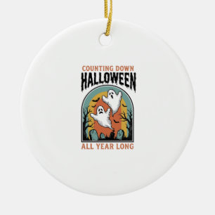 Halloween-Countdown-Shirt Vintage-Friedhofs-Grafik Keramik Ornament