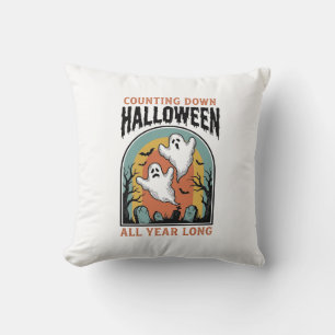 Halloween-Countdown-Shirt Vintage-Friedhofs-Grafik Kissen