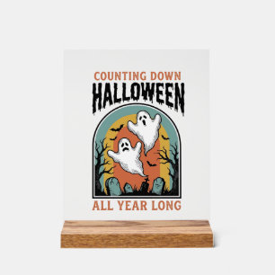 Halloween-Countdown-Shirt Vintage-Friedhofsgrafik Acrylschild