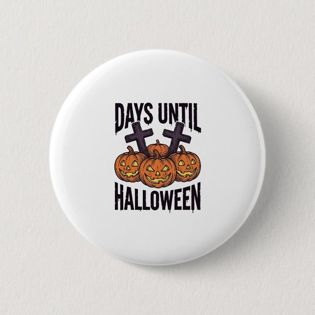 Halloween-Countdown-Shirt Vintage-Kürbis-Design_1 Button (Vorderseite)