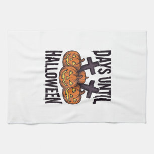 Halloween-Countdown-Shirt Vintage-Kürbis-Design_1 Geschirrtuch