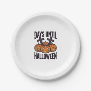 Halloween-Countdown-Shirt Vintage-Kürbis-Design_1 Pappteller