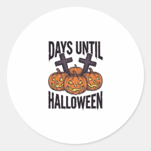 Halloween-Countdown-Shirt Vintage-Kürbis-Design_1 Runder Aufkleber