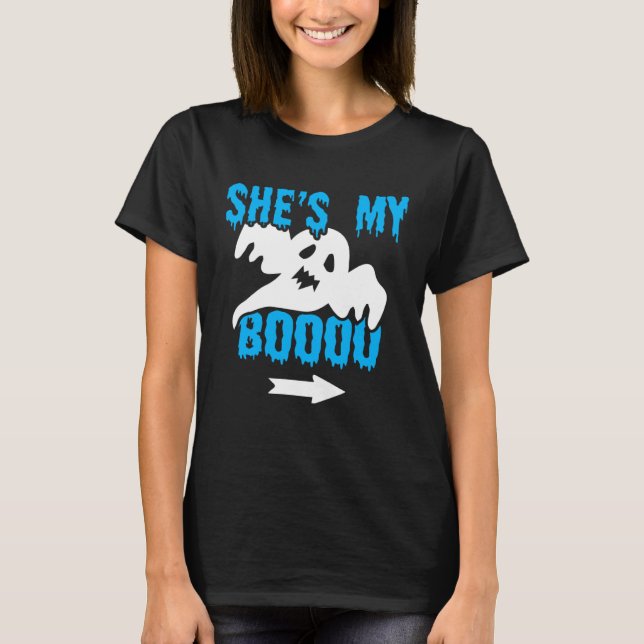 Halloween Couples She s My Boo Ghost T-Shirt (Vorderseite)